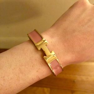 Hermès Gold Pink Narrow “Clic Clac - H” Bracelet.